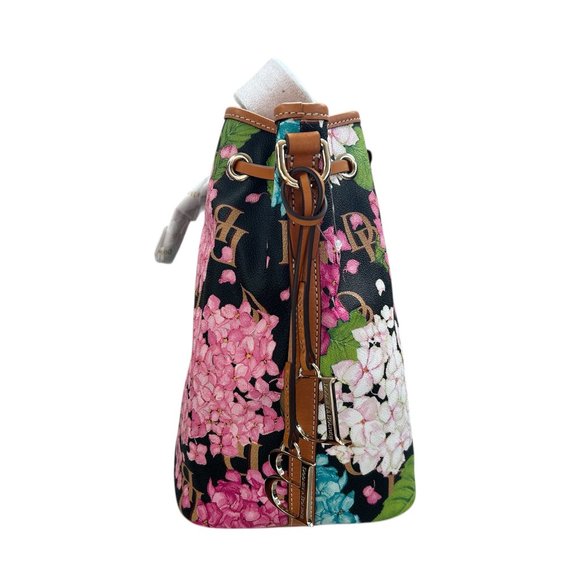 Dooney & Bourke Hydrangea Monogram Collection Drawstring Bag Black - Picture 3 of 16